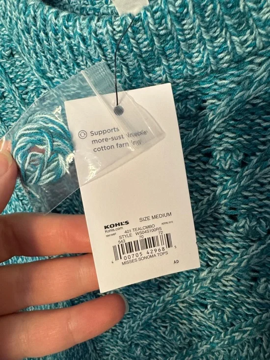 NWT Sonoma Teal Marled Cowl Neck Sweater - Picture 2 of 7